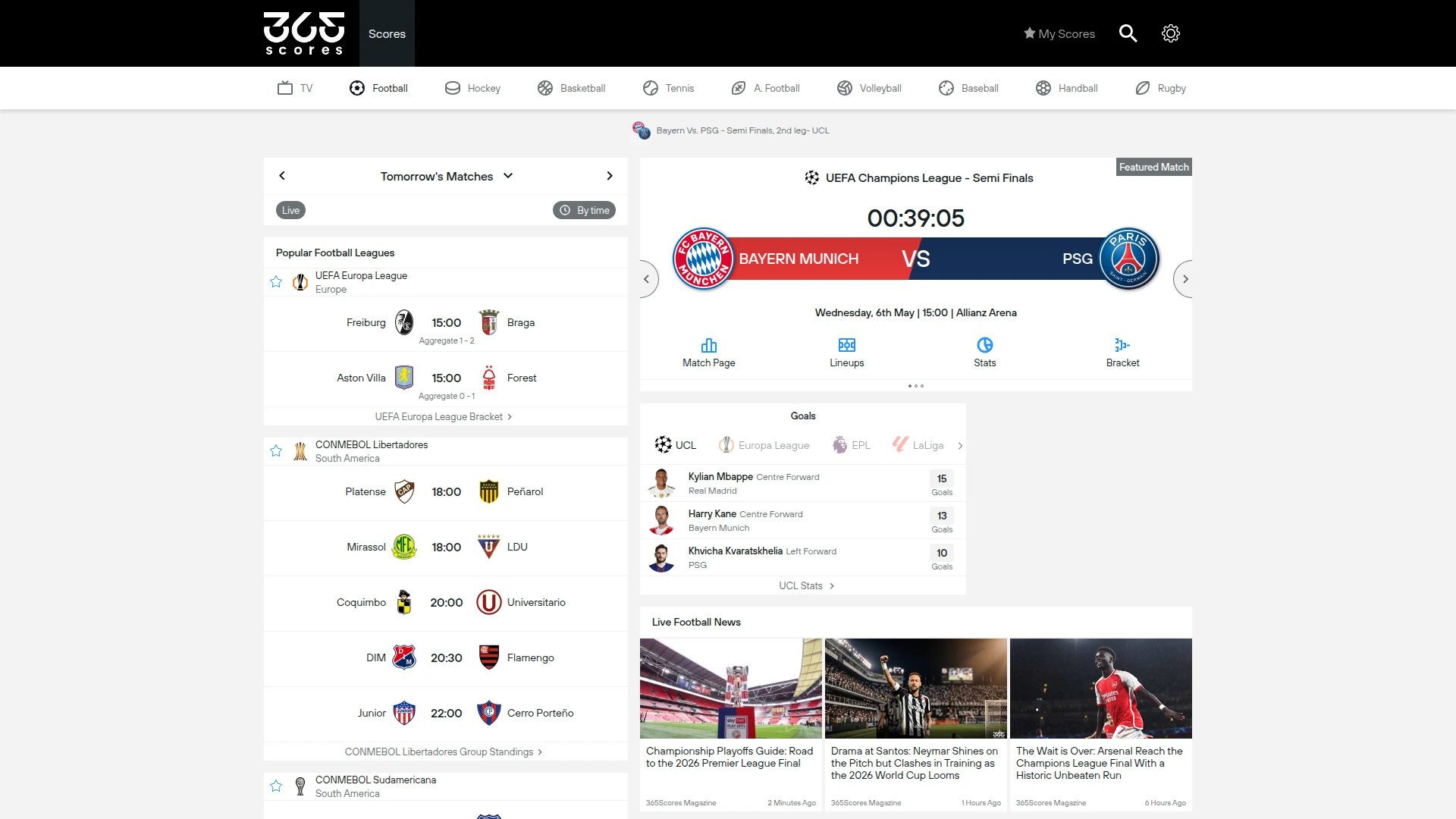 365Scores home page
