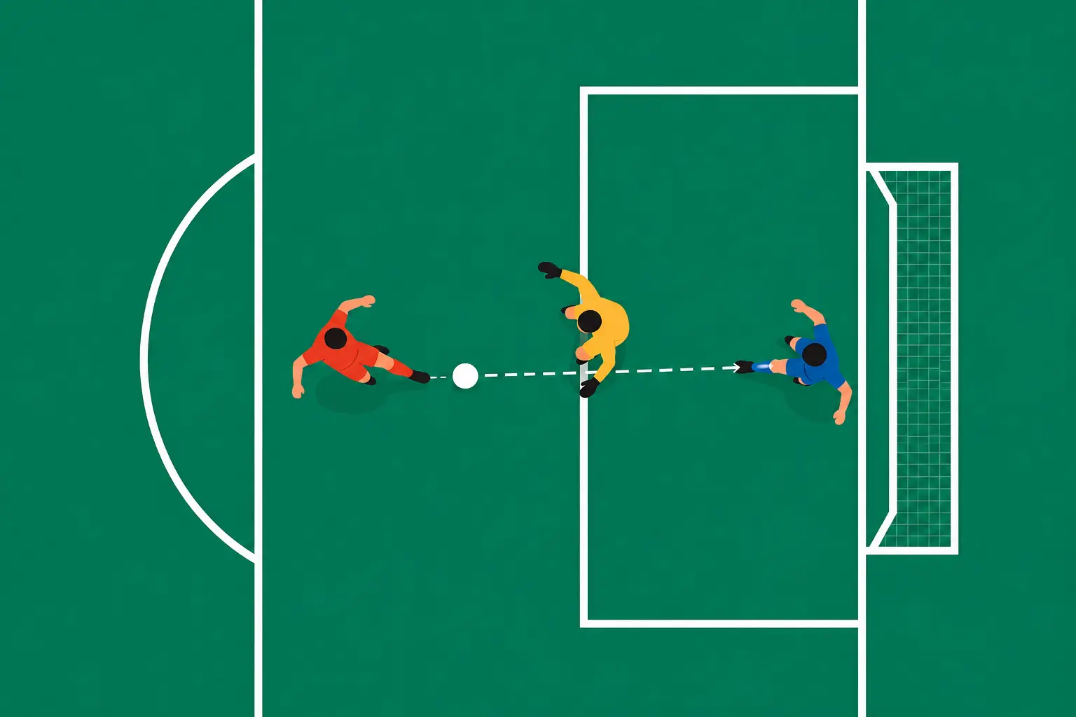 A shot blocked on the line by the last defender counts as a shot on target