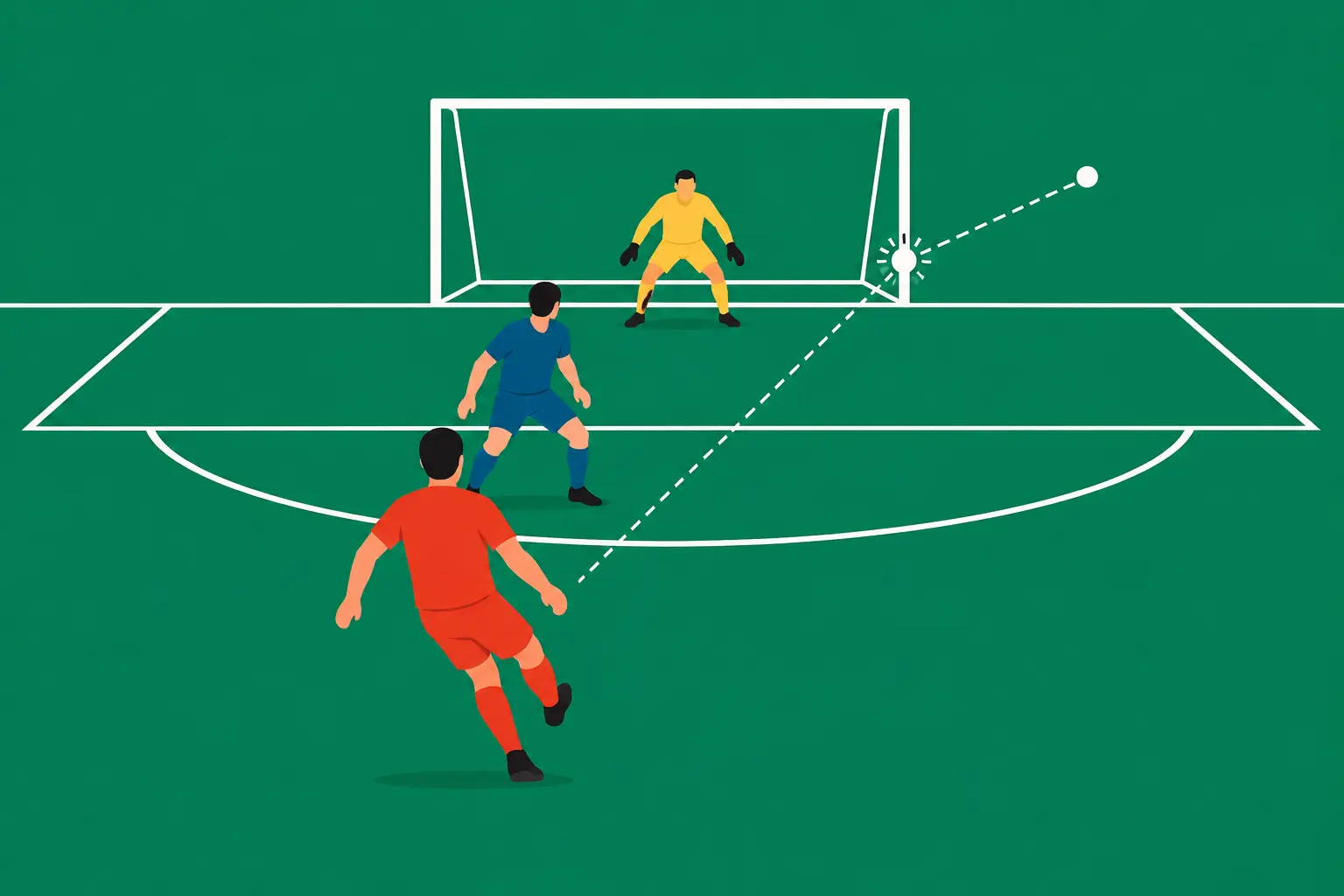 A shot that hits the woodwork is not a shot on target
