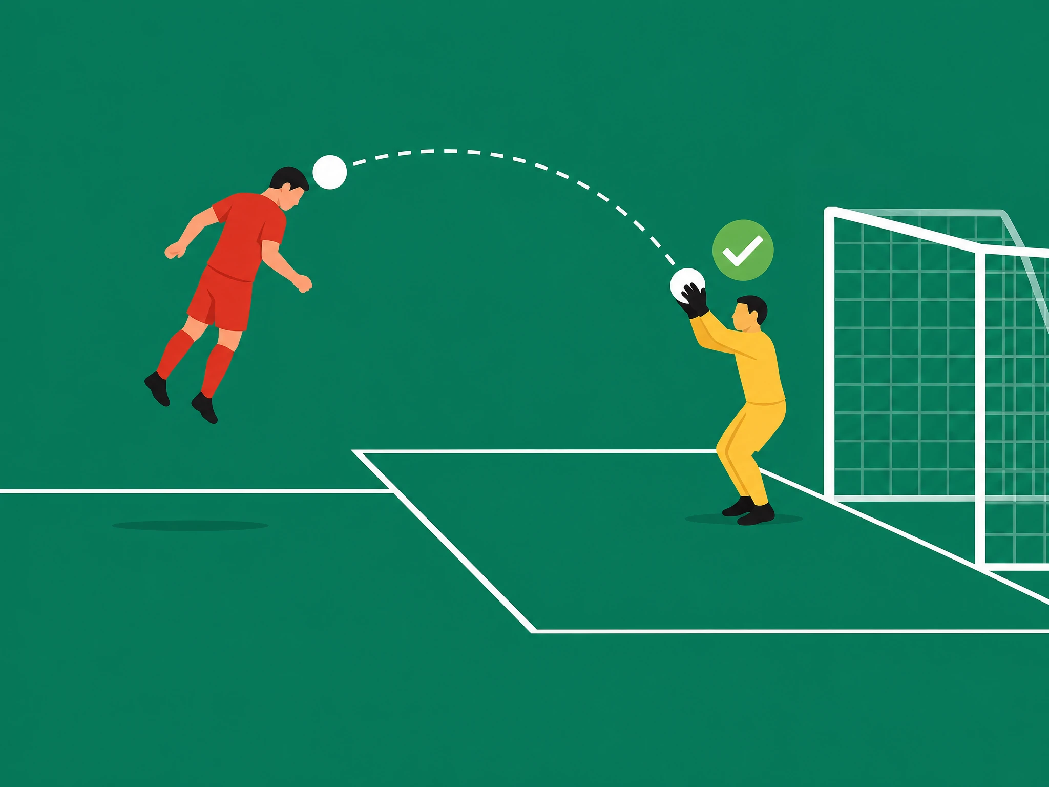 A defender heading the ball back to their goalkeeper, who is allowed to catch it with their hands