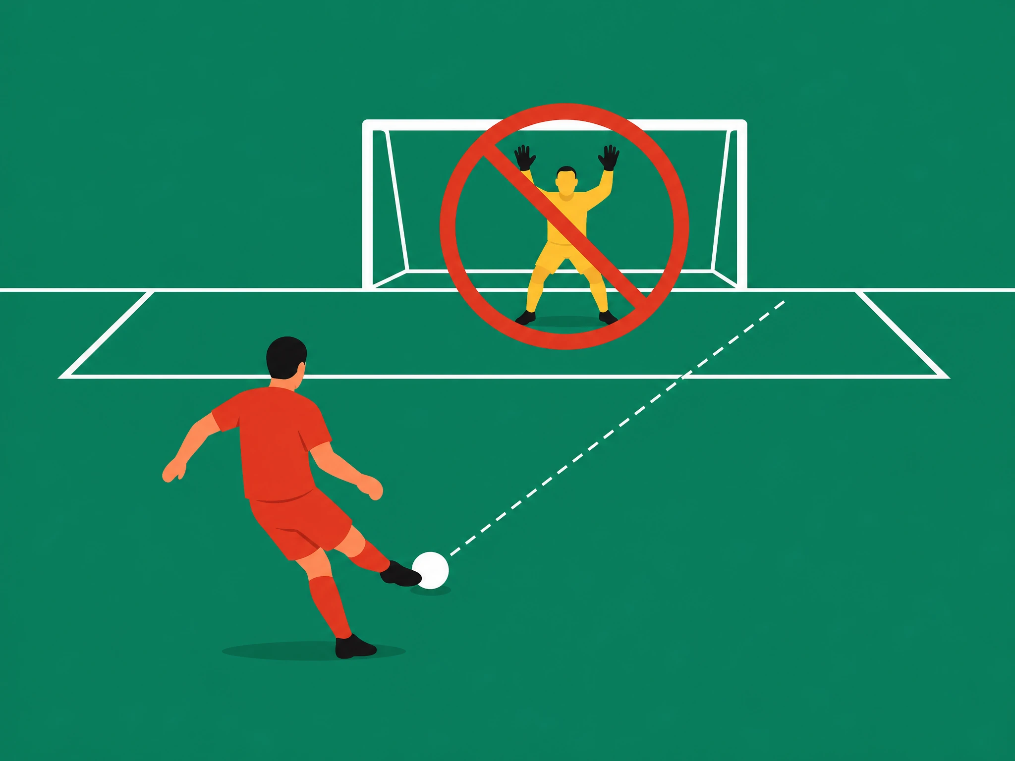 A defender kicking the ball back to their own goalkeeper, who cannot handle it, marked with a no-entry symbol over the hands