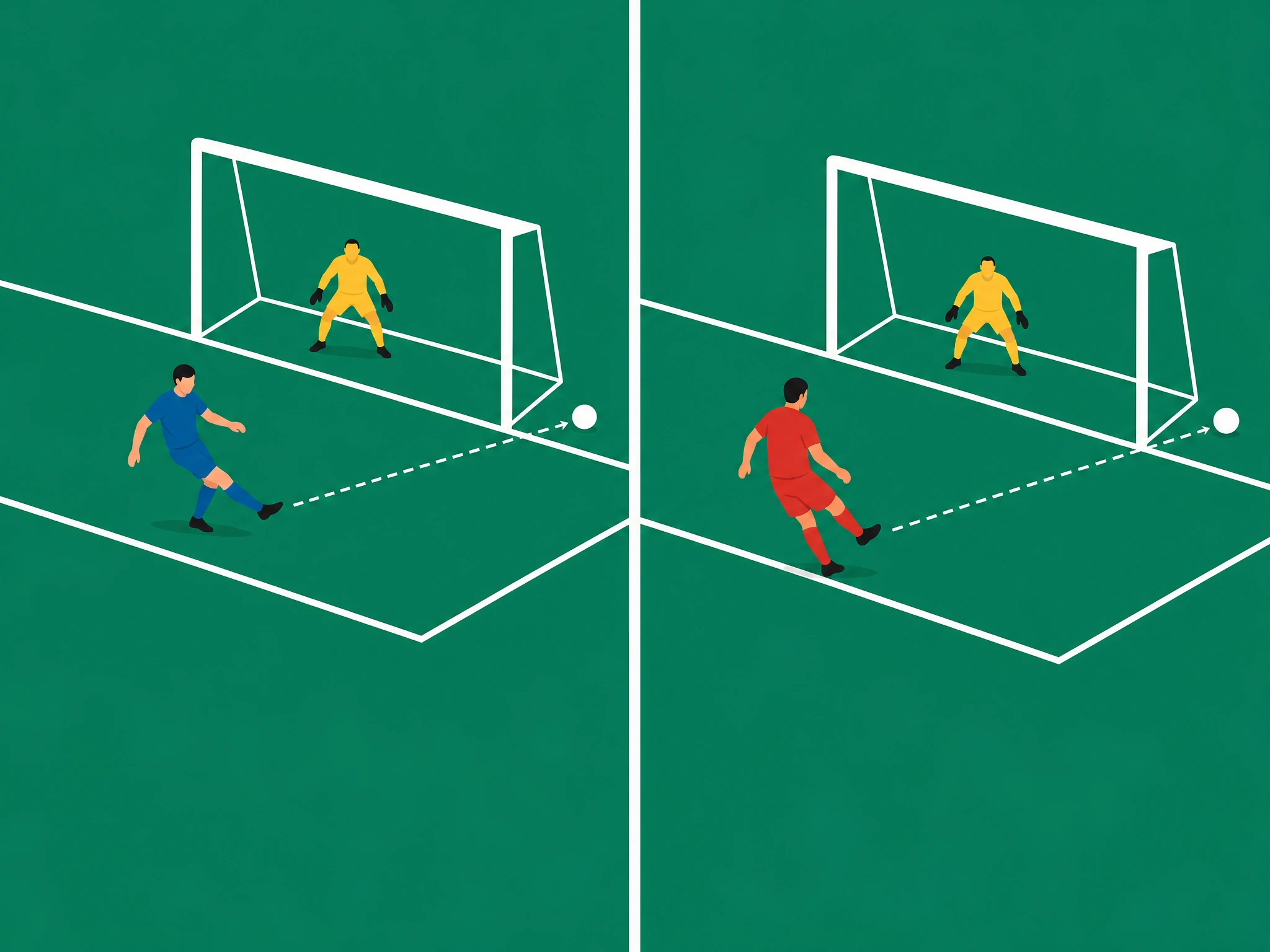 The ball crossing the goal line after last touching a blue defender, which gives the attacking team a corner