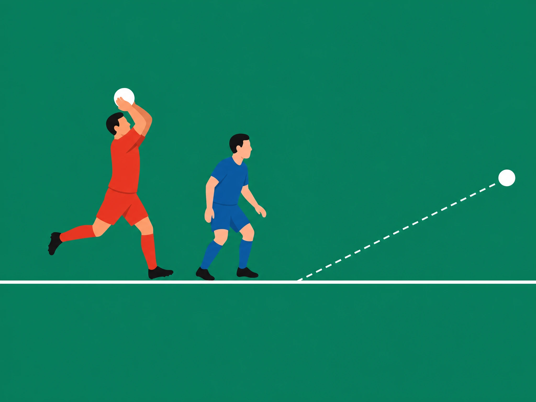 A player taking a foul throw with one foot lifted off the ground during the delivery