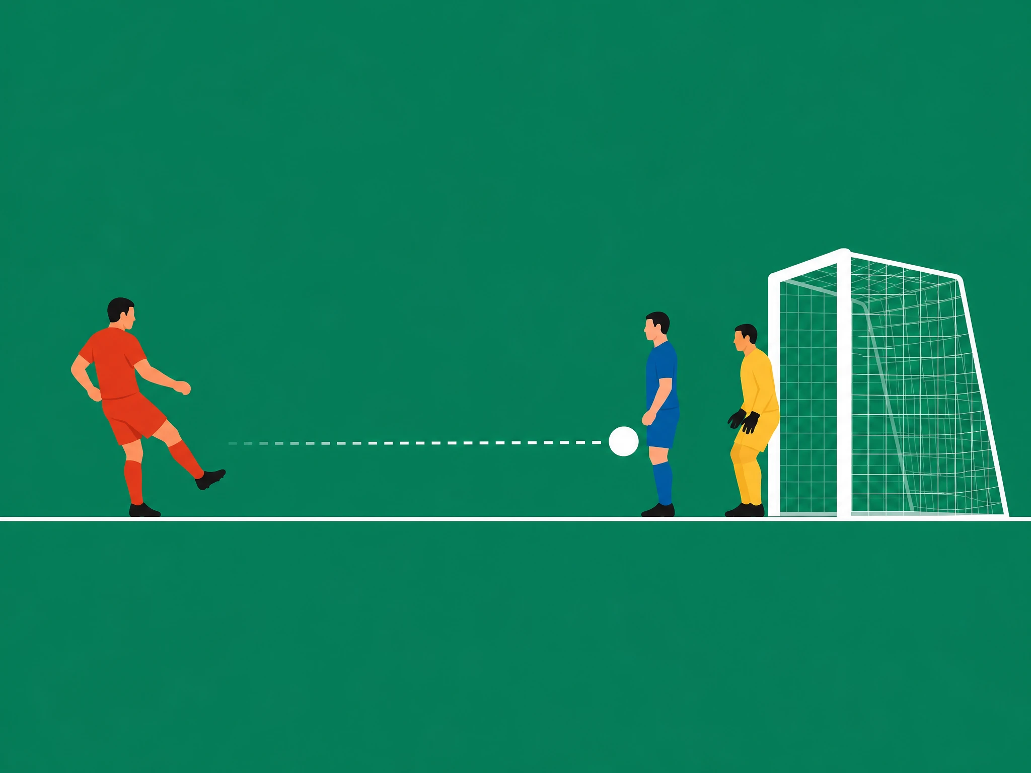 A shot blocked by a defender standing in front of the goalkeeper, not a save