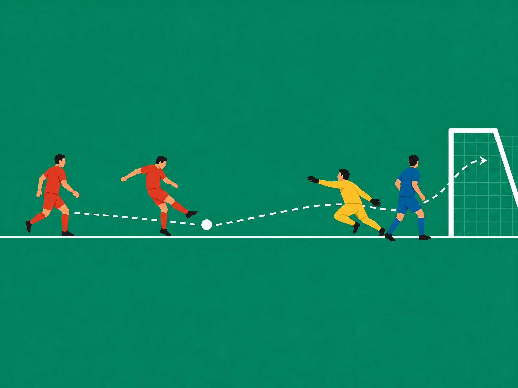 The same passer delivering the ball to a team-mate who scores, which is recorded as an assist rather than a key pass
