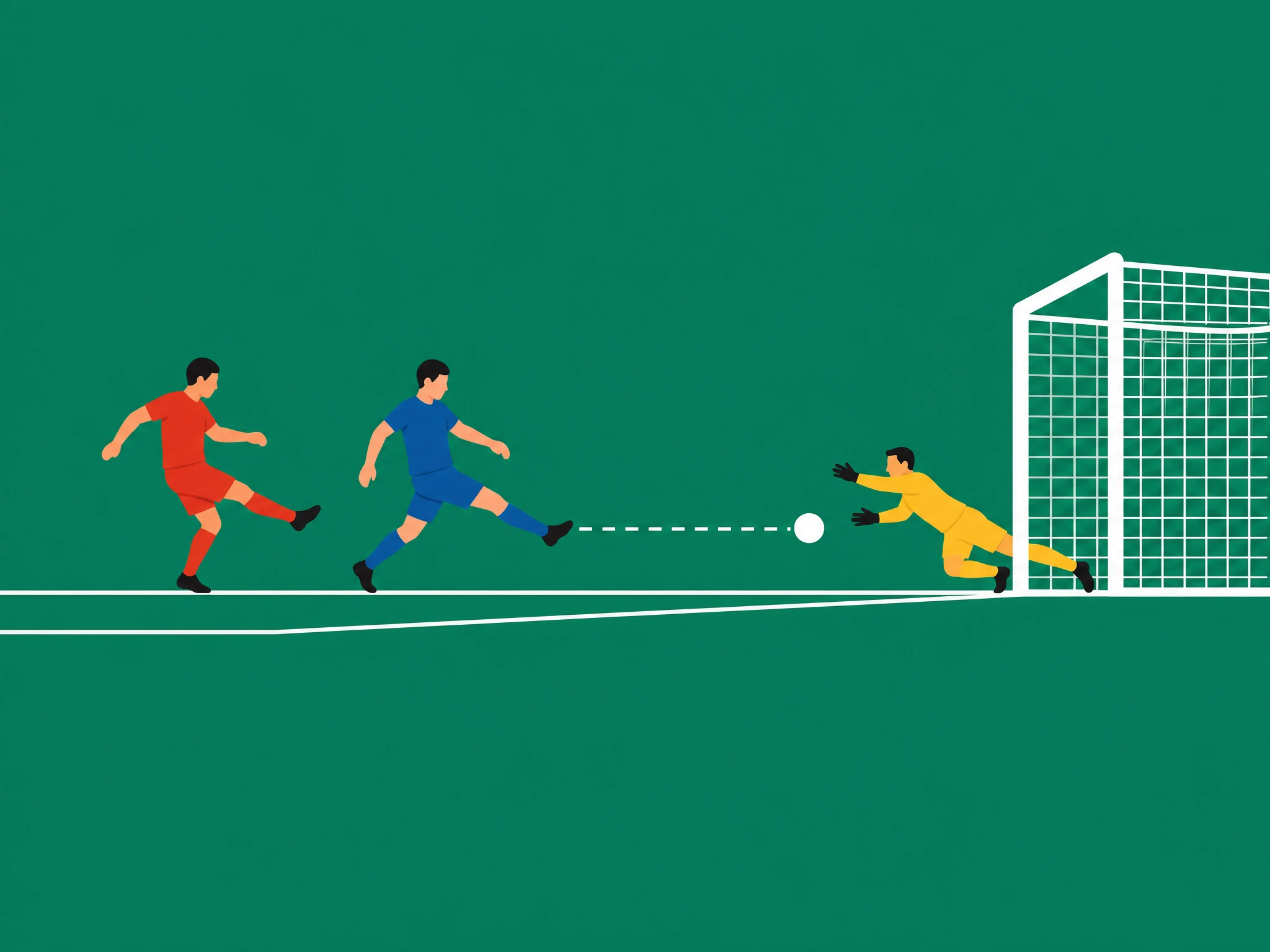 A shot already travelling on target only marginally touched by a defender's leg, still going in as the shooter's goal
