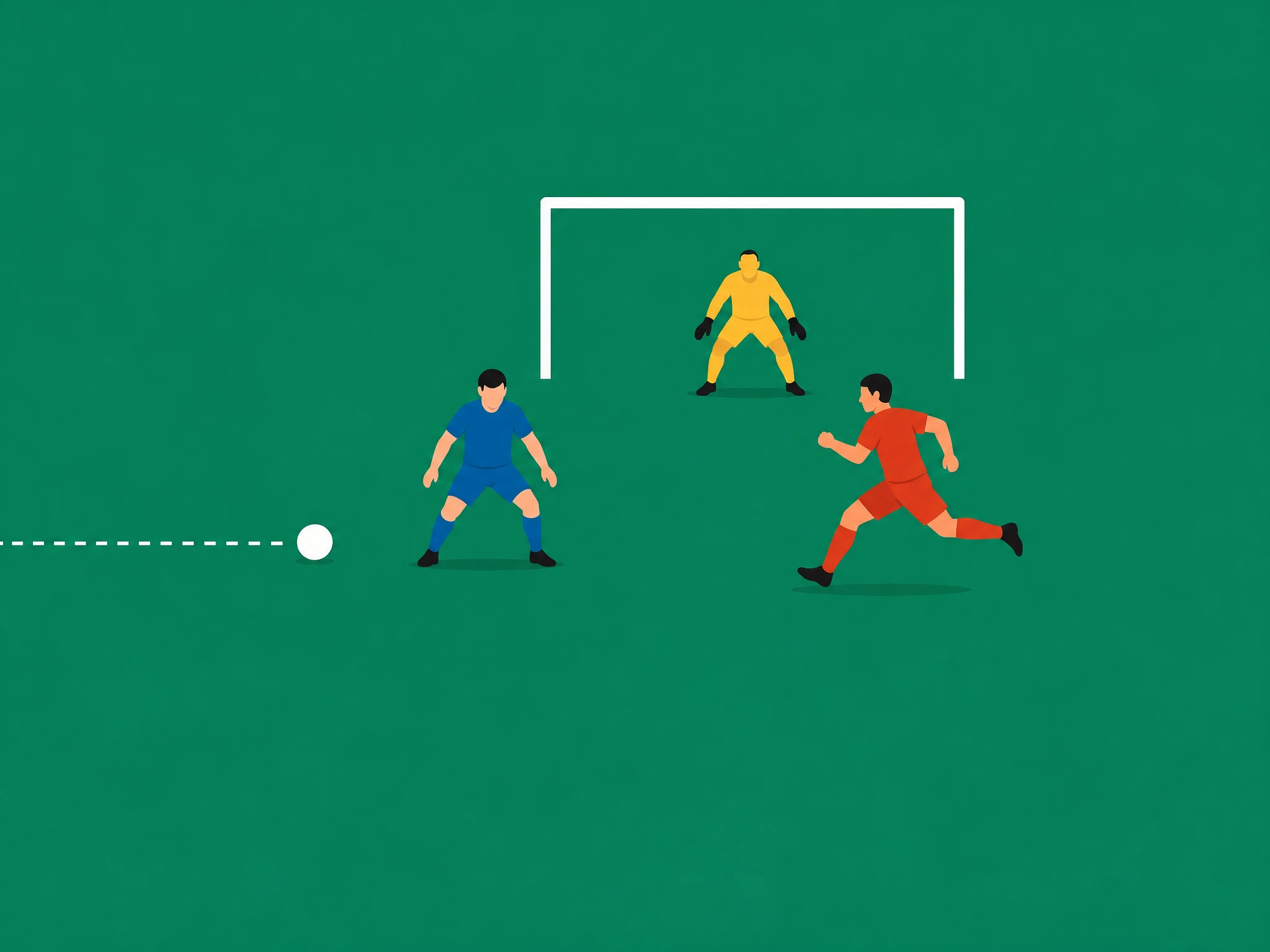 An attacker a stride ahead of the last defender as the ball is played, which is an offside position