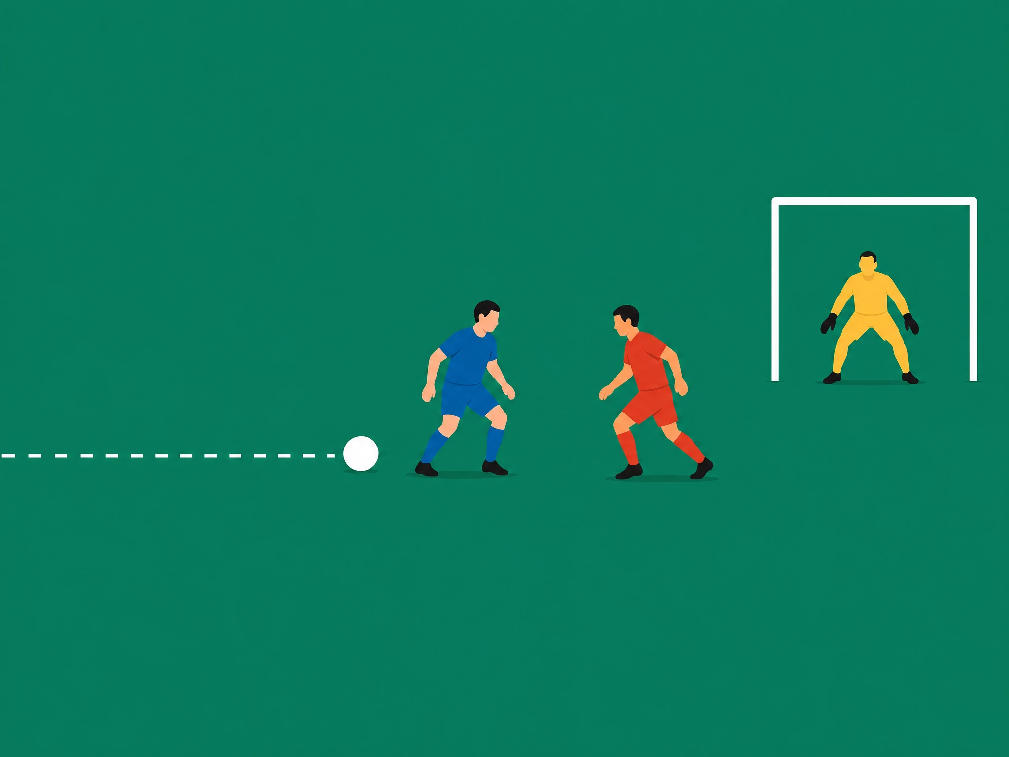 An attacker level with the last defender as the ball is played, which is onside