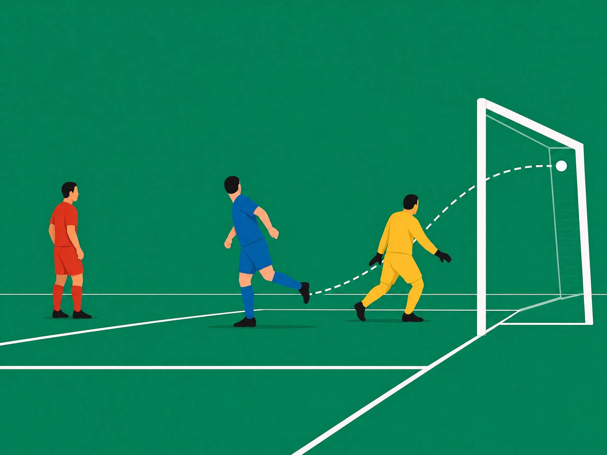 A defender's own goal bouncing into their own net while the attacking team's clean sheet stays intact