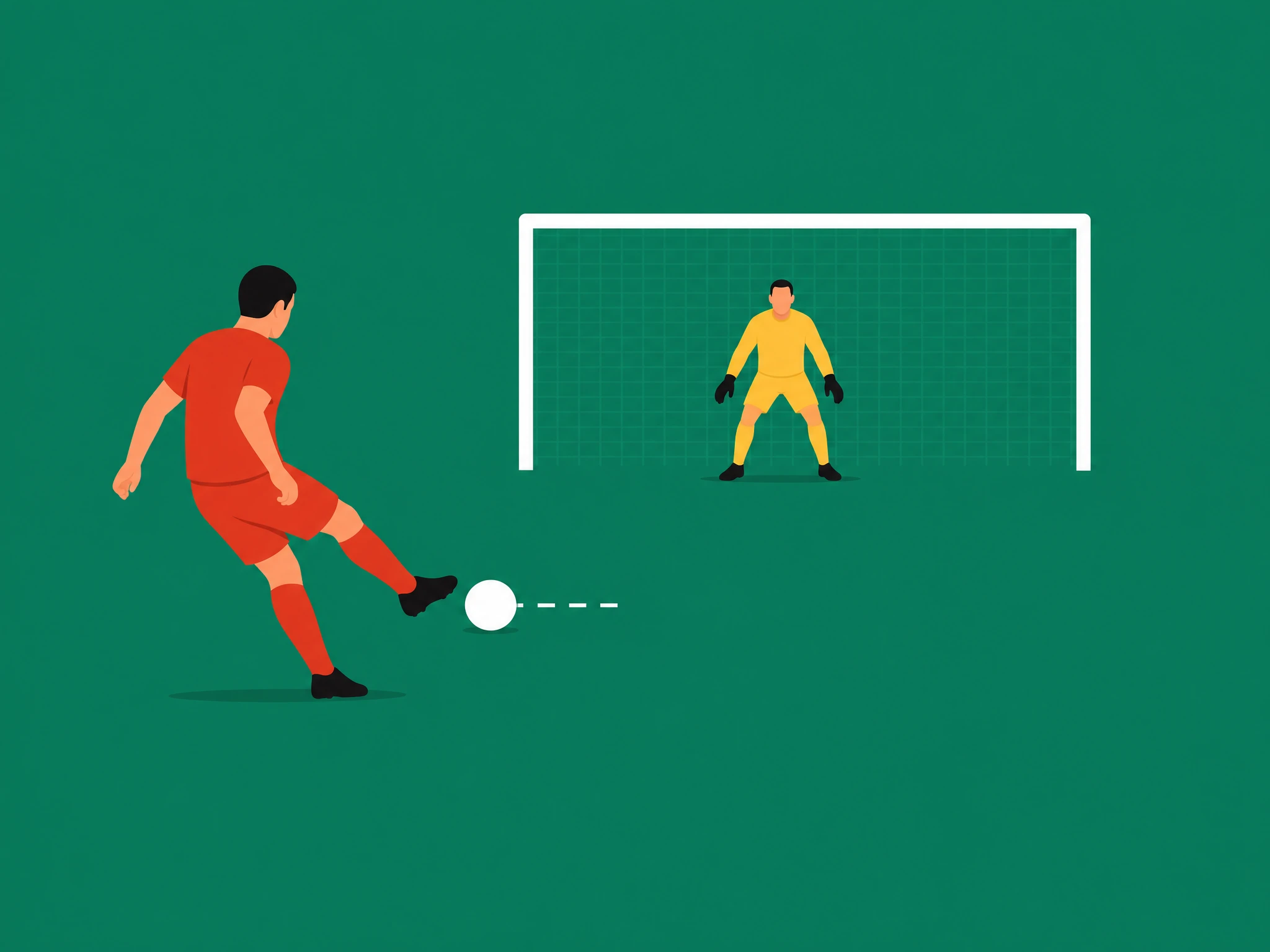 A penalty kicker striking the ball twice on the follow-through before another player touches it, giving away an indirect free kick
