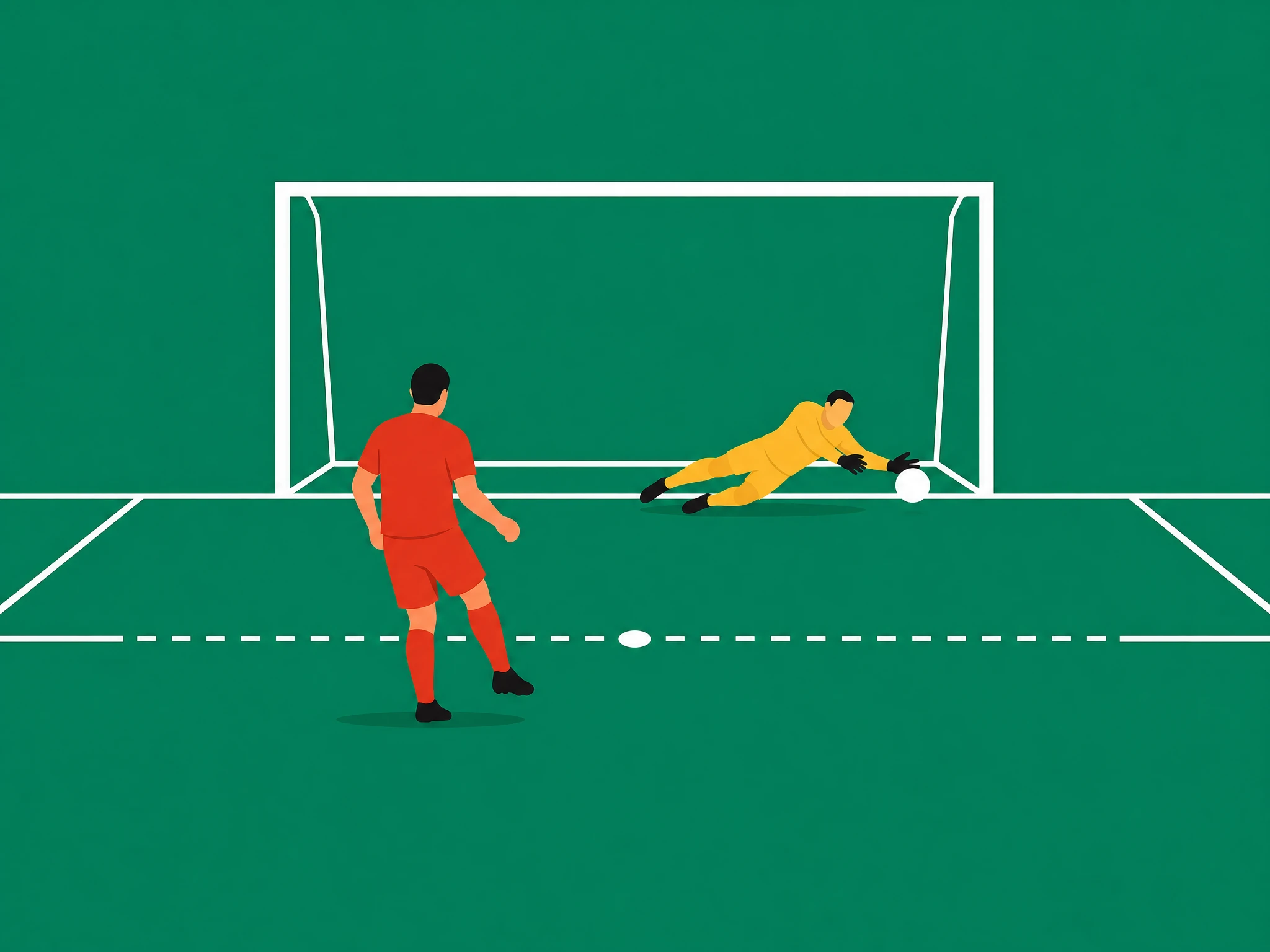 A goalkeeper diving low to save a penalty