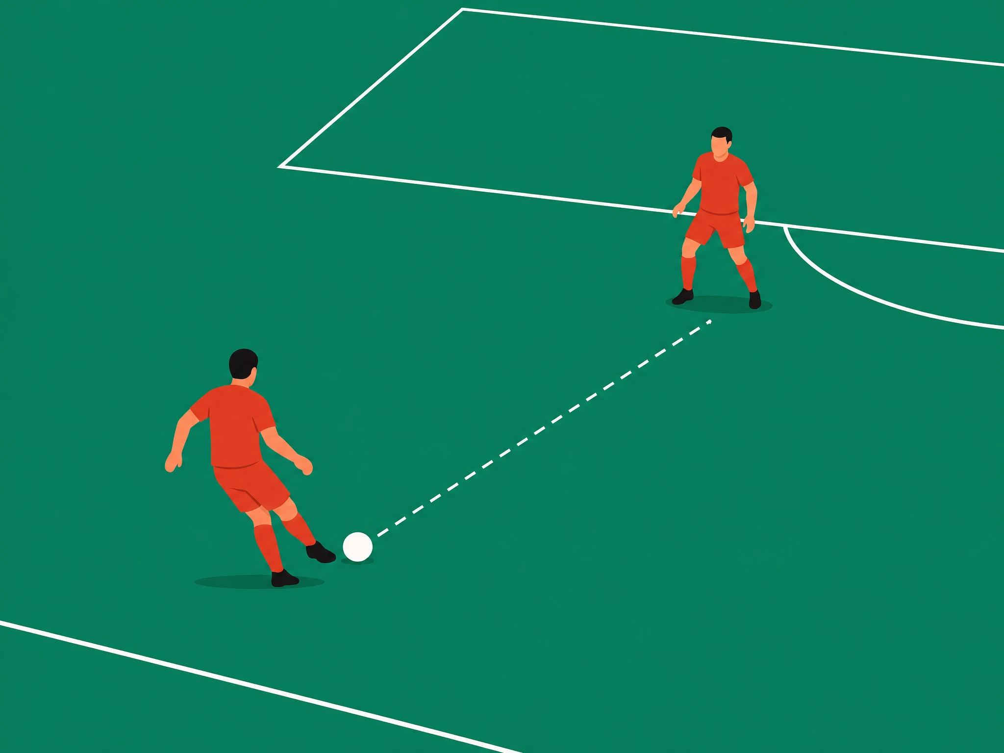 A defender playing a short sideways pass to a team-mate with no pressure nearby, a low-risk pass that pushes completion percentage up