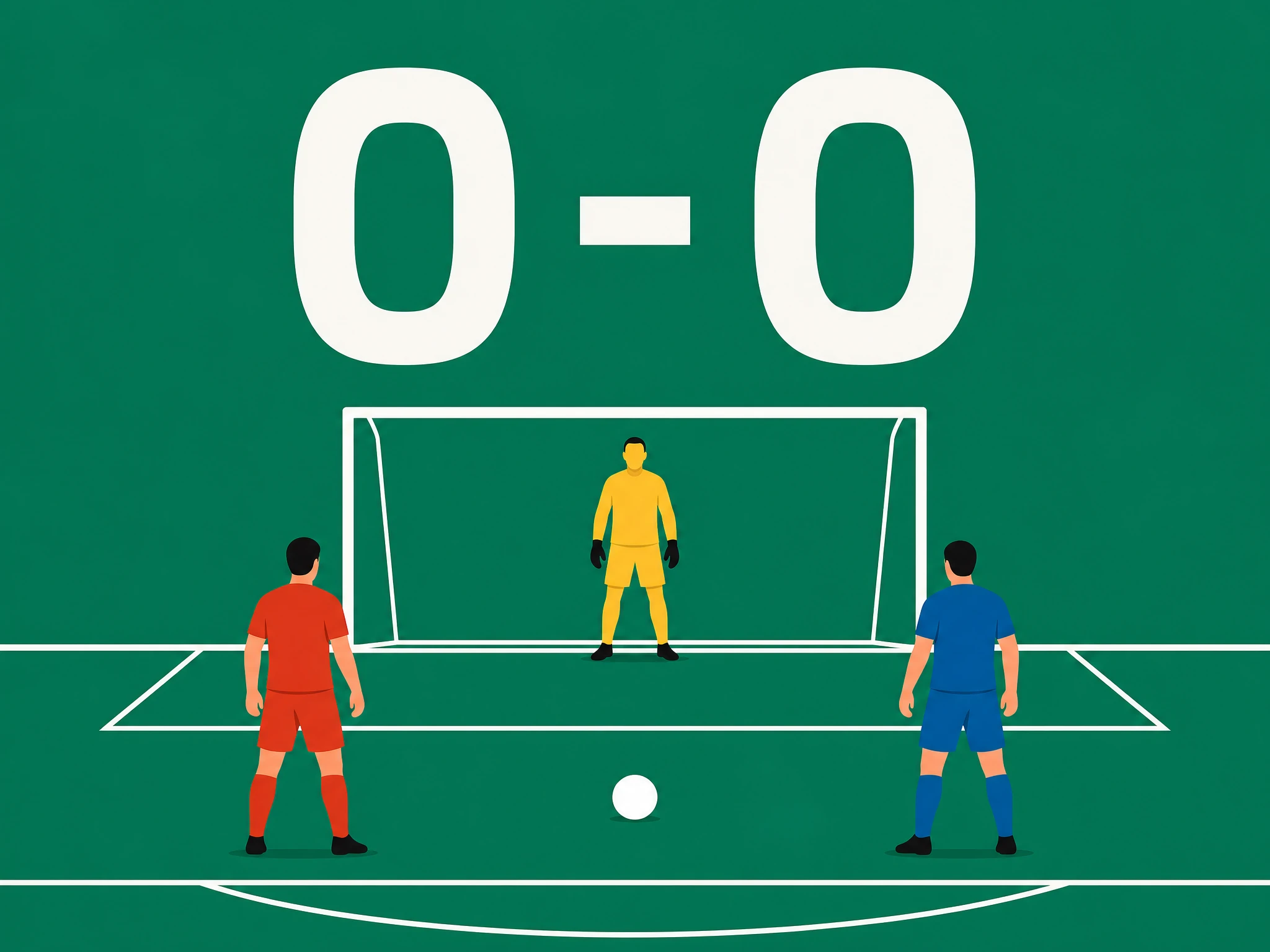 A simple 0-0 scoreboard graphic representing a clean sheet for both teams