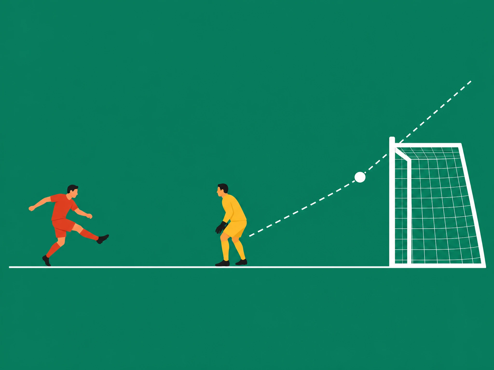 A shot cannoning off the post with the goalkeeper untouched, not a save