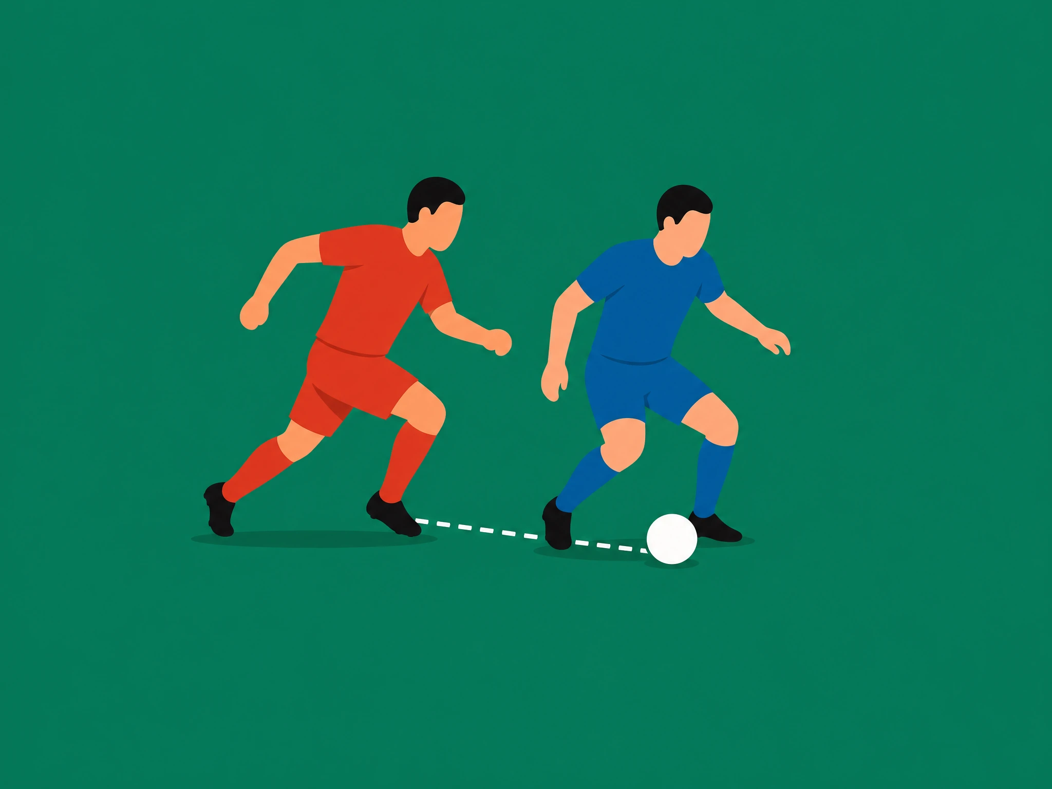 A defender coming away with the ball after winning a challenge against an attacker who was attempting a take-on